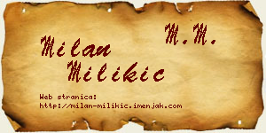 Milan Milikić vizit kartica